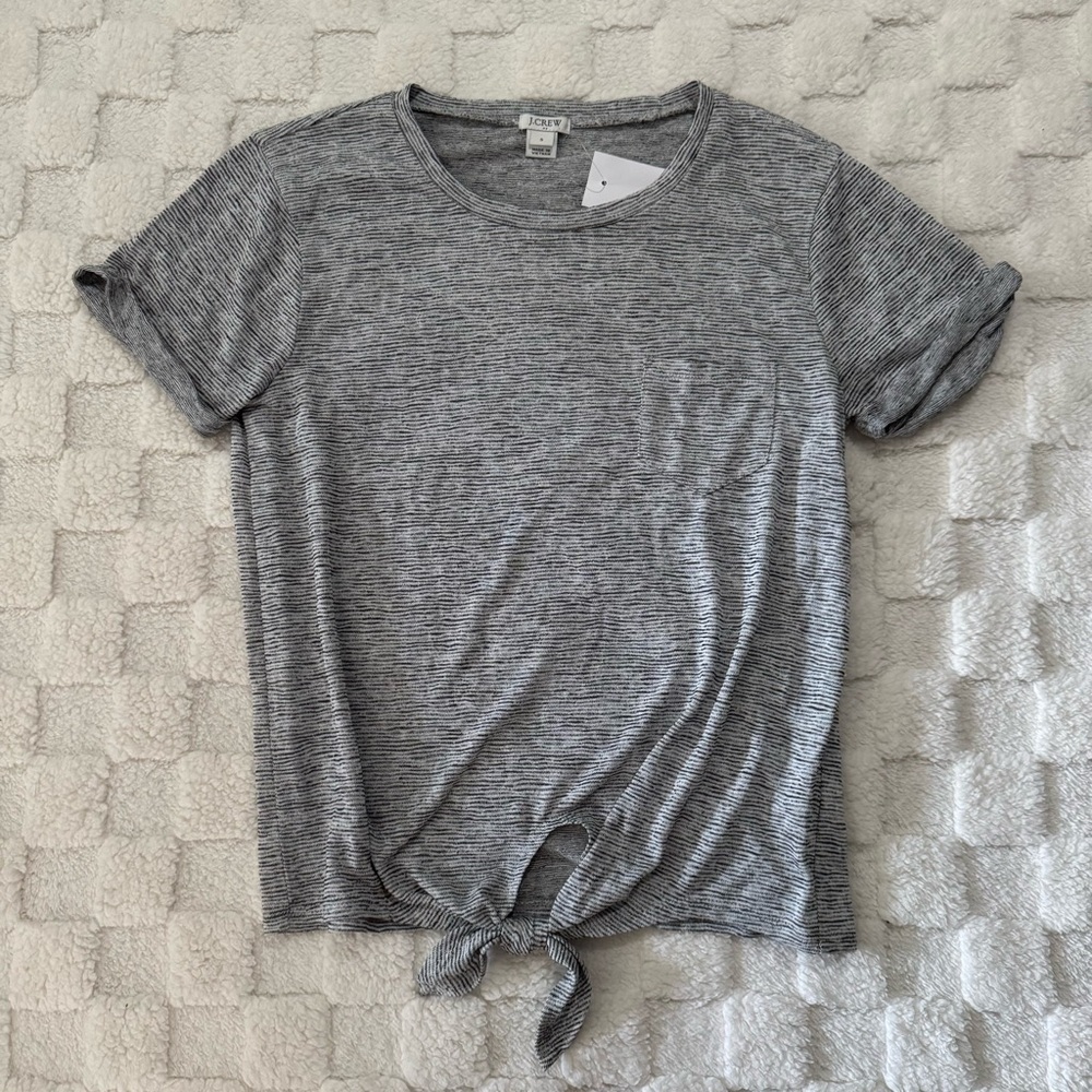 J. Crew Space Dye Tie Waist Pocket Tee Short Sleeve Top, Women’s Small NWT